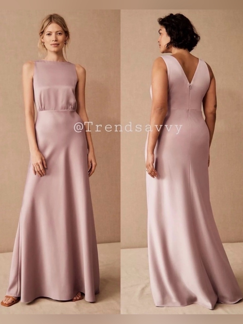 BHLDN Beckett Lilac Satin Maxi Dress 16W Bridesmaid Wedding Formal